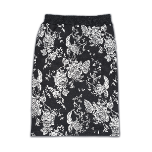 High-waisted pencil skirt in floral printed wool jersey